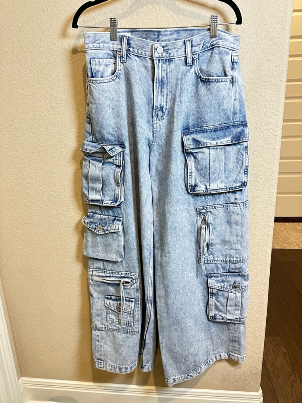 GAP Light Blue Relaxed Wide Leg Cargo Jeans